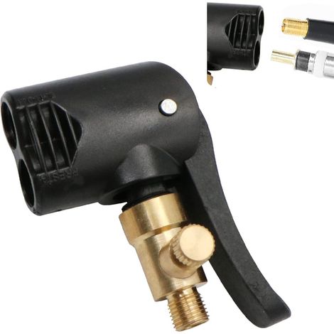 Adapter für Autoreifenventile, Gewinde-Aufblasdüse und Ersatzpumpenkopf mit Doppelventil für Autos, Fahrräder und Motorräder. (1/5)