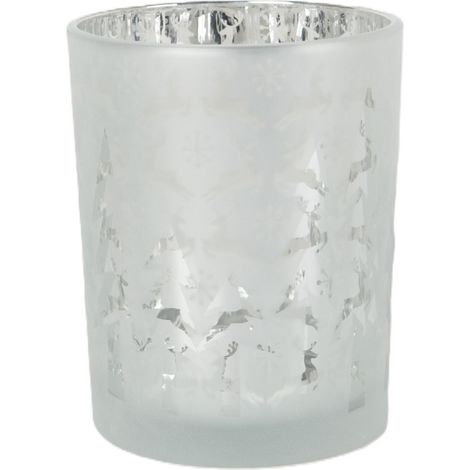 TrendLine Deko Windlicht Glas Ø 10 x 13 cm silber