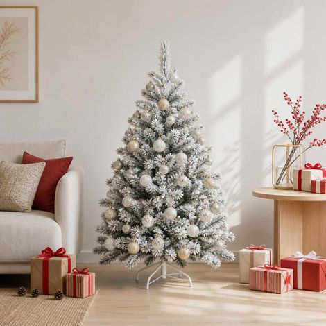 vidaXL Set di Palline di Natale 30 pz Oro e bianco Ø 6 cm Plastica (1/5)