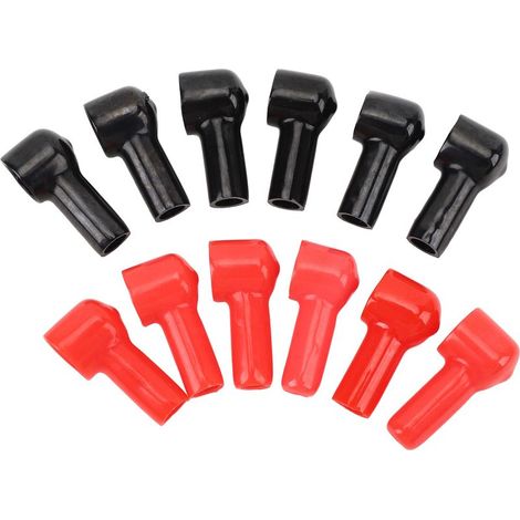 Couvercle isolant de démarrage de Terminal de batterie, 12 pièces, 6 capuchon de protection de cosse de câble rouge noir pour véhicule marin Commercial (1/5)
