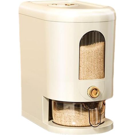 Recipiente para almacenar arroz, sellado con tapa, con capacidad para 5 kg, caja de arroz de plástico de gran capacidad, adecuada para la organización, el almacenamiento y el sellado en la cocina. (1/5)