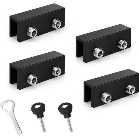 4PCS Serrures de Fenêtre Coulissante, Bloque Fenetre Coulissante, Verrou Baie Coulissante Réglable, Bloque Porte Coulissante, pour Portes et Fenêtres Coulissantes, noir