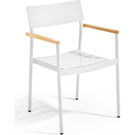 Fauteuil de jardin en aluminium et bois blanc