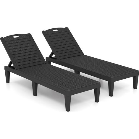 Set di 2 sedie da giardino 156,21 x 54,61 x 82,55 cm schienale regolabile comode design moderno PP nero 200011794