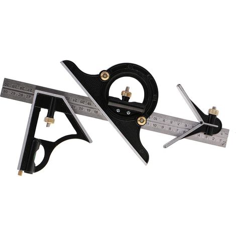 Règle carrée combinée de 12 pouces règle de mesure mécanique en acier inoxydable de haute précision règle recto - verso pour la mesure métrique impériale (1/5)