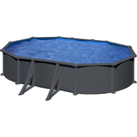 PISCINA GRE OVALADA GRANADA KITPROV508GY DESMONTABLE IMITACION ANTRACITA GRE