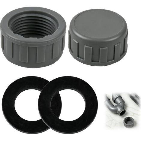 Lot de 2 bouchons filetés en PVC 3/4", bouchon de tuyau rond de 25 mm, filetage intérieur avec joints en caoutchouc, bouchon de tuyau durable pour machine à laver, cuisine, tuyaux de vidange, eau (1/5)