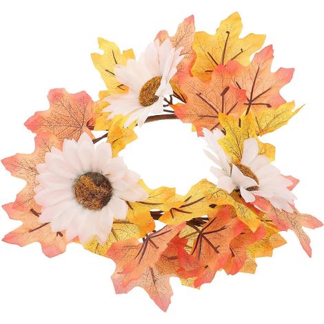 Couronne de bougie en feuille d'érable artificielle (2 pièces) (1/5)