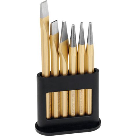 Rennsteig Jeu de burins et de chasse-pointes sur support en plastique, Nombre d'outils: 6
