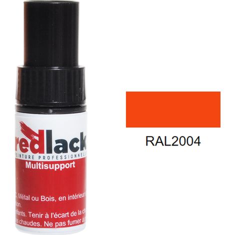 Retuschefläschchen mit Pinsel 9ml – RAL 2004 - Glanz - Reinorange - für verschiedene Oberflächen - Redlack