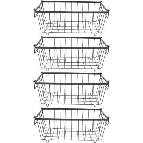 Paniers de rangement congélateur - 4 pièces, acier robuste, 37x18x15,5 cm, aérés et empilables pour organisation optimale (1/5)