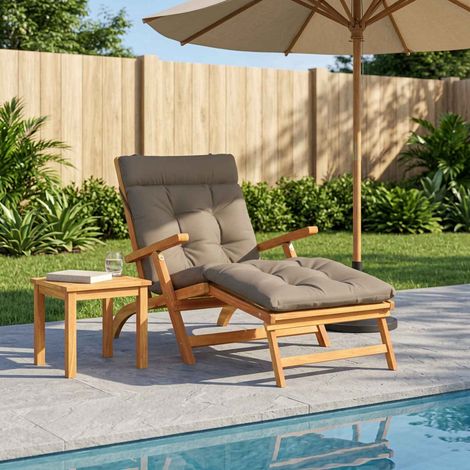 vidaXL Coussin de transat VIANEN 100 % polyester Taupe 200 x 70 x 8 cm (1/5)