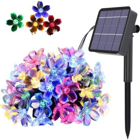 Solar-Gartenleuchten in Blumenform, 7 m, 50 LEDs, mehrfarbig – für die Gartendekoration