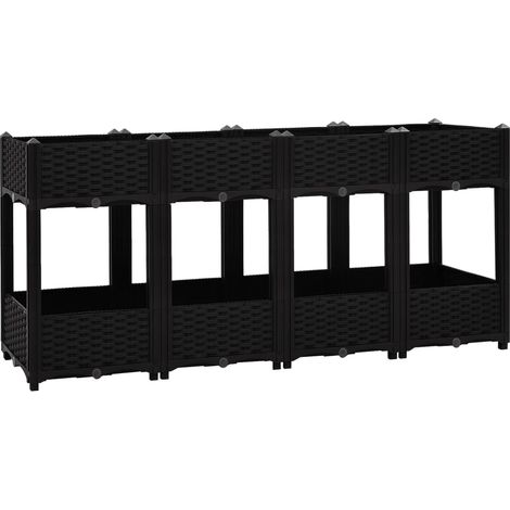 Fioriera rialzata piante fiori giardino 160 x 40 x 71 cm polipropilene nero 020000923