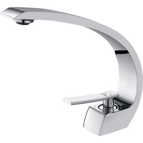 Robinet de lavabo de salle de bain design cascade robinet mélangeur en laiton chromé robinet de toilette salle de bain robinet créatif (1/5)