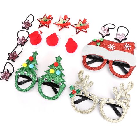 Décorations de Noël, pinces à cheveux, lunettes, bonnets de Père Noël, coffrets cadeaux de Noël pour enfants et tout-petits, vendus par lots de 3. (1/5)