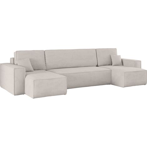 Ecksofa mit schlaffunktion und bettkasten, Sofa U-form, Couch U-form BEST Cord Beige (1/5)