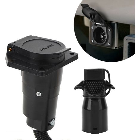 Connecteur 12 V pour remorque/camping-car, prise d'attelage 7 broches vers 4 broches avec couvercle anti-poussière et support (1/5)