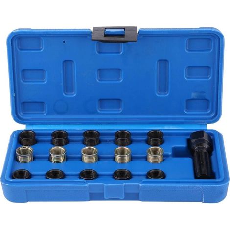 YMYNY Spark Plug Thread Repair Tool Kit, 16pc 14mm x 1.25 M16 Tap with Case, Portable Spark Plug Helicoil Kit, Spark Plug Thread Repair, Rethreading, Spark Plug Repair Kit (1/4)