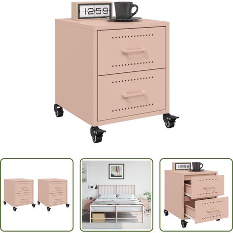 vidaXL Rosa - Nachttische 2 Stk. Rosa 36x39x43,5 cm Stahl (1/5)