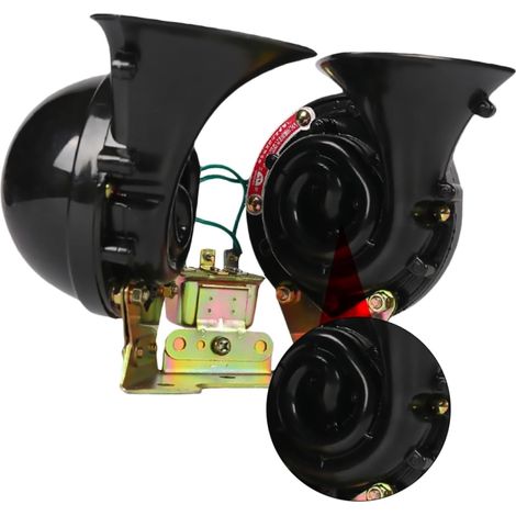 corne de voiture corne d'escargot klaxon à air pour voiture klaxon de voiture de remplacement à deux tons 12v super fort tweeter coquille de cadre en fer Noir (1/5)