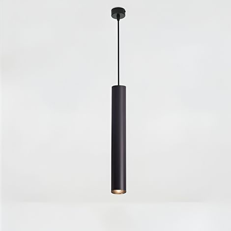 Suspension luminaire tube 15W 1500lm, lampe suspendue cylindrique moderne noir COB lumière LED, Noir (1/5)