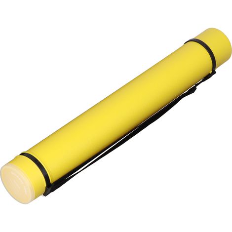 Tube à dessin rétractable en cuir texturé, tube à papier, tube à affiches, tube à rouleau d'images, couleur jaune (1/5)