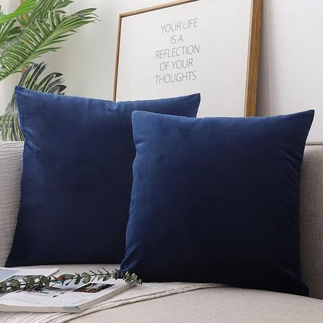 Lot de 2 taies d'oreiller carrées en velours, 40 x 40 cm, pour canapé ou coussin. Taie d'oreiller douce pour ameublement. (1/3)