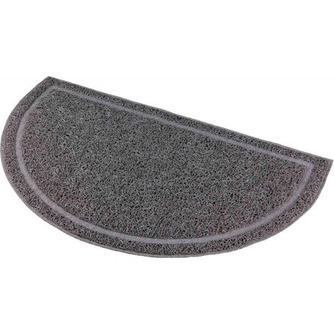 TAPIS POUR BAC À LITIÈRE, SEMI-CIRCULAIRE, PVC, 59 × 35 CM, ANTHRACITE - ENLÈVE LA LITIÈRE DES PATTES ZOO 40386