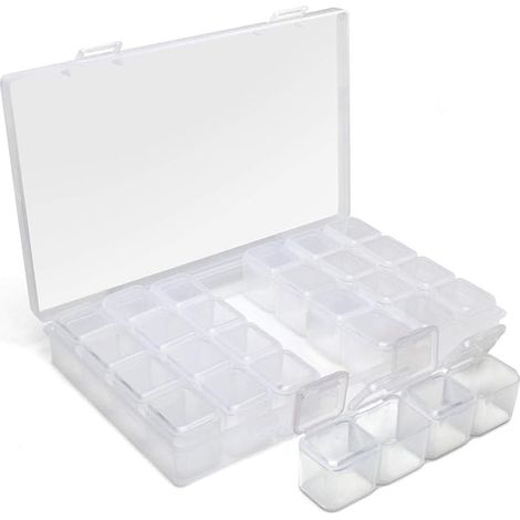Boîte de Rangement Plastique Diamond Painting Boîte à Bijoux, Broderie -Transparent - (1/3)