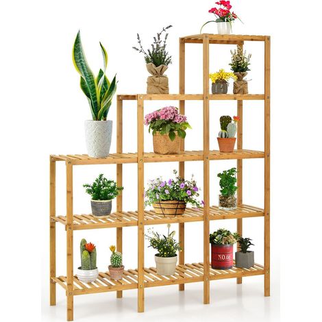5-Tier Bamboo Plant Holder Stand Plant Shelf Storage Organizer Display Rack (1/5)