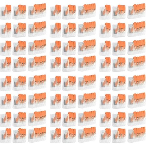 Ensemble de 60 connecteurs de câblage pour éclairage de bâtiments, bornes à connexion rapide sans vis, kit PCT662/663/665 (orange)