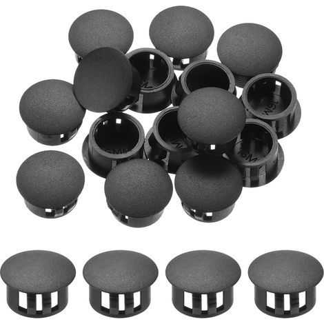 32Pcs 16mm Noir Bouchon de Trou en Plastique, Bouchons de Trou de Panneau de Type Encastré Embouts d'Insertion pour Tubes de Trou de Verrouillage Armoire de Meubles (1/5)