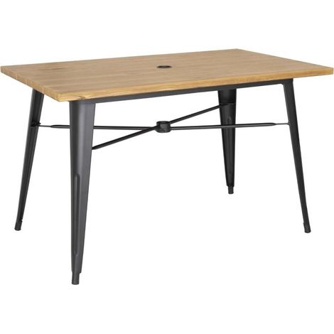Table Plateau Aluminium Effet Bois Clair 120 x 76 x 75 cm - BOLERO (1/5)