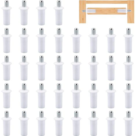 Chevilles de réparation à ressort, lot de 36 pièces en plastique pour stores, pour portes d'armoire, meubles de cuisine, étagères, support, diam. 6,5 mm / 0,26 pouces (Blanc) (1/5)