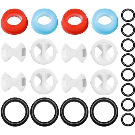 24 Pièces Cartouche de Robinet de Rechange pour Mitigeurs avec Disques Céramiques, Joints Toriques en Silicone 1/2-Tour pour Réparation de Robinet de Cuisine et de Salle de Bain (1/4)