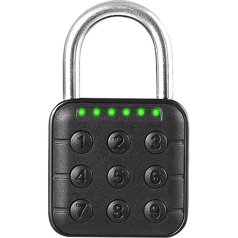 Cadenas à combinaison à 6 chiffres, étanche, sans clé, 6 codes de stockage, anse en acier inoxydable, serrure électronique noire pour casiers, gymnases, voyages en plein air