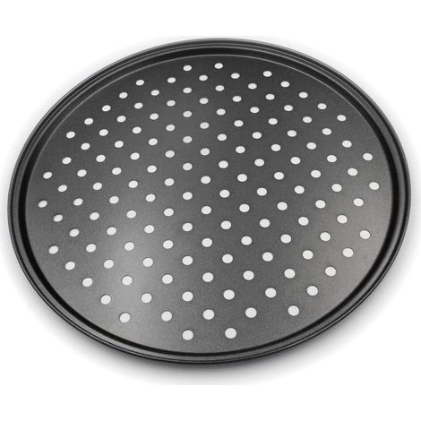 ∅ 32 cm, Pizza plate, round, perforated, non-stick, tarte flambée, steel