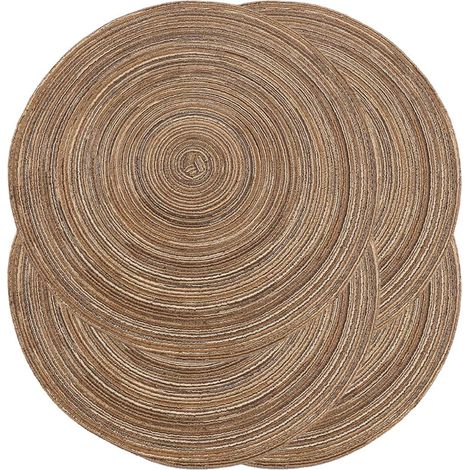 Lot de 4 sets de table ronds tressés, 38,1 cm, sets de table ronds, pour tables à manger, naturellement tissés, résistants à la chaleur, sets de table (rond brun4)'Rond Marron 4 4 pcs'Rond Marron 4'4 (1/5)