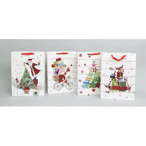 Busta regalo natalizia 30x12x42 cm bianca
