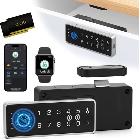 Verrou intelligent RFID à empreintes digitales Serrure de tiroir d'armoire avec cartes clés numérique électronique biométrique Bluetooth sécurité enfant armoire à code (1/5)
