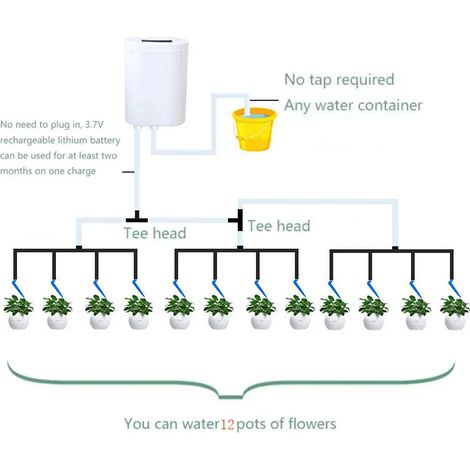 (H12) Kits d'arrosage automatique intelligents à goutte-à-goutte, système d'arrosage automatique pour plantes, dispositif à piquer, goutteur d'eau (1/4)