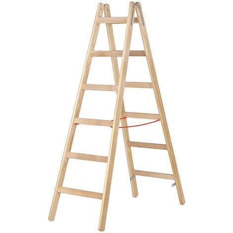 Escabeau bois double 2x12 échelons - Hauteur max. de travail 4.30m - 71410/2X12 (1/5)
