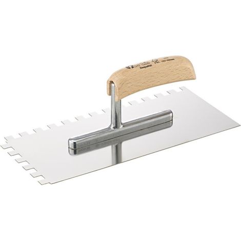 Llana de albañil 280x130 mm dentado 10x10 mm de acero inoxidable Fortis