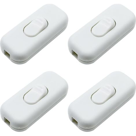 Lntyq Interrupteur torpille 4 pièces, interrupteur bipolaire, interrupteur à bascule pour lampe, 2 ou 3 fils pour lampe de table, lampe de chevet (blanc)