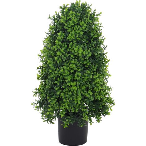 [NON UTILIZZATO] Bosso artificiale HHG-054, in vaso, albero decorativo, forma conica, realistica, sempreverde, per esterni, 60x30x30cm (1/5)