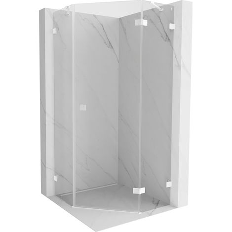 Mexen Lunar cabine de douche pentagonale battante droite 80 x 80 cm, transparent, blanc - 831-080P-080L-20-00-P (1/5)