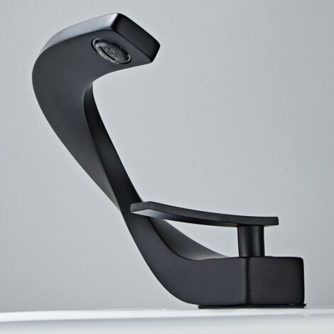 royaluxe-Robinet Salle de Bain Noir, Mitigeur de Lavabo au Design Elégant, Robinetterie Monotrou (1/4)