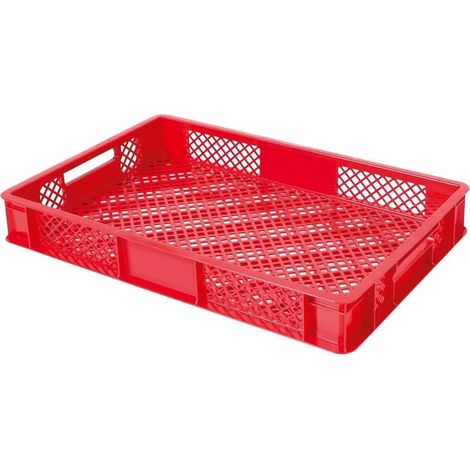BRB 156 Stück Eurobehälter durchbrochen/Bäckerkiste, LxBxH 600x400x90 mm, PE-HD, lebensmittelecht, Palettenware (rot)