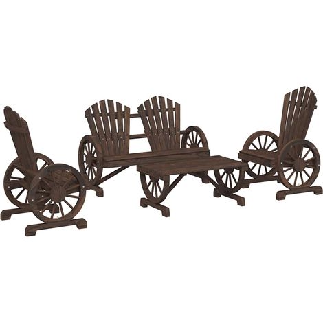 Set Salotto da Giardino 4 pz in Legno Massello di Abete vidaXL (1/5)